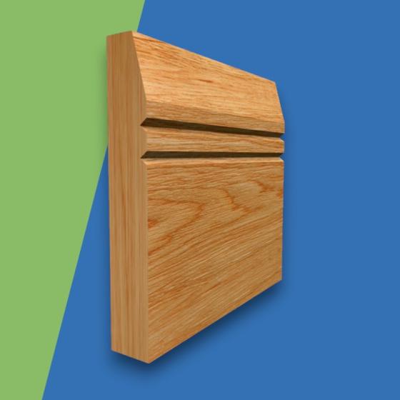 Chamfered Square V Grooved 2 Solid Oak Skirting Board