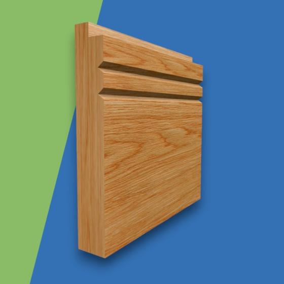 Single Step V Grooved 2 Solid Oak Skirting Board